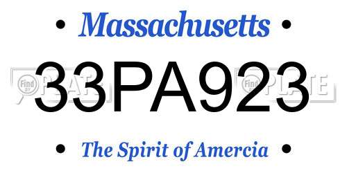 33PA923 Massachusetts License Plate
