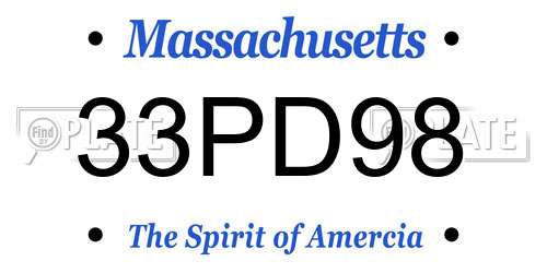 33PD98 Massachusetts License Plate