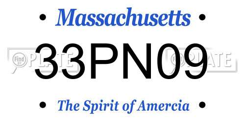 33PN09 Massachusetts License Plate