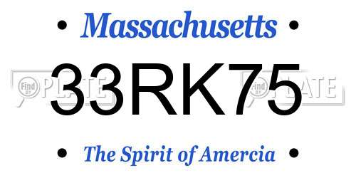 33RK75 Massachusetts License Plate
