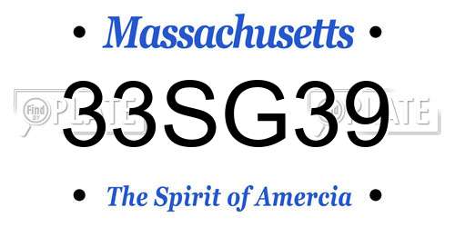 33SG39 Massachusetts License Plate