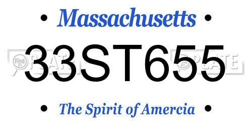 33ST655 Massachusetts License Plate