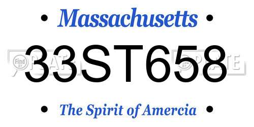 33ST658 Massachusetts License Plate