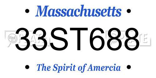 33ST688 Massachusetts License Plate