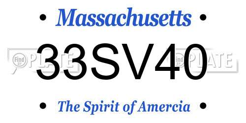 33SV40 Massachusetts License Plate