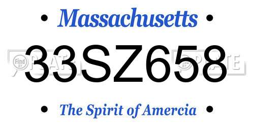 33SZ658 Massachusetts License Plate