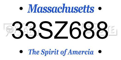 33SZ688 Massachusetts License Plate