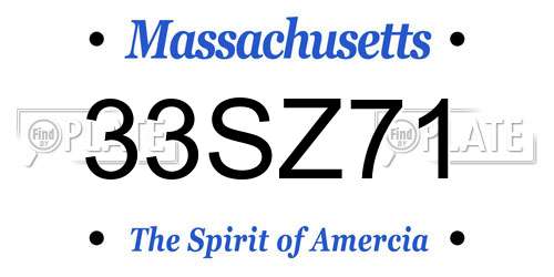 33SZ71 Massachusetts License Plate