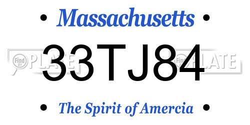 33TJ84 Massachusetts License Plate