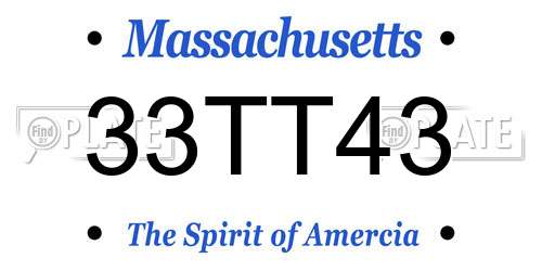 33TT43 Massachusetts License Plate