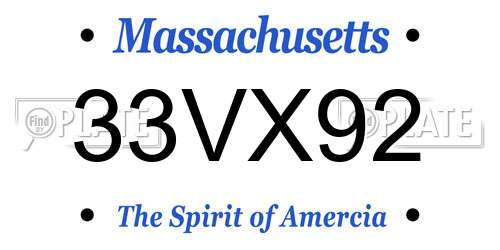33VX92 Massachusetts License Plate