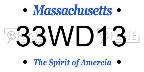 33WD13 Massachusetts License Plate