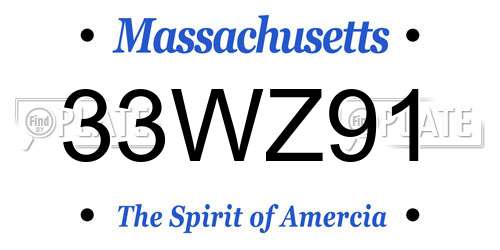 33WZ91 Massachusetts License Plate