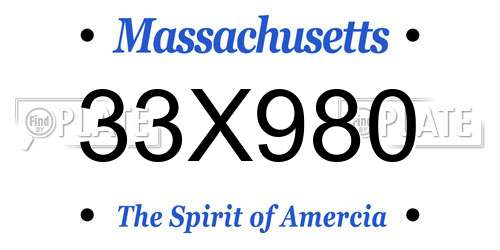 33X980 Massachusetts License Plate