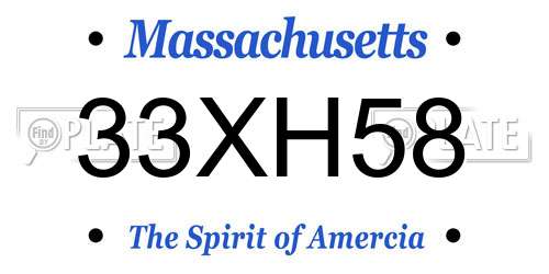 33XH58 Massachusetts License Plate