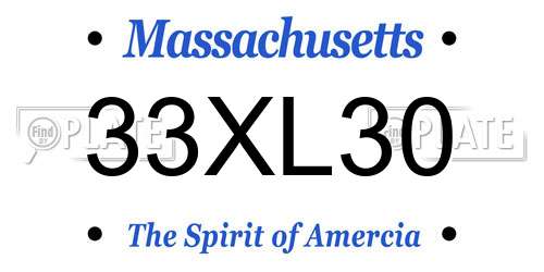 33XL30 Massachusetts License Plate