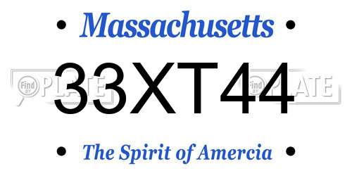 33XT44 Massachusetts License Plate