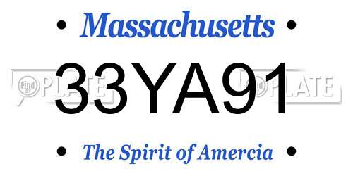 33YA91 Massachusetts License Plate