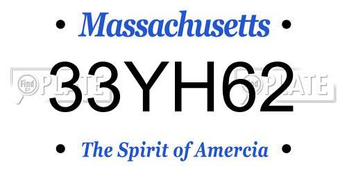 33YH62 Massachusetts License Plate