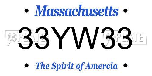 33YW33 Massachusetts License Plate