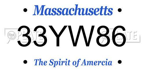 33YW86 Massachusetts License Plate
