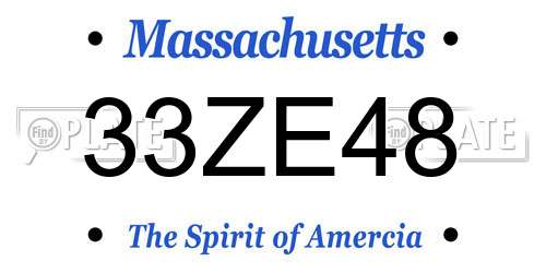 33ZE48 Massachusetts License Plate