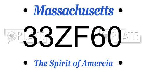 33ZF60 Massachusetts License Plate