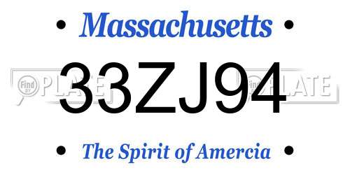 33ZJ94 Massachusetts License Plate