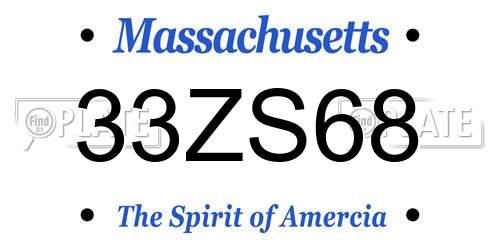 33ZS68 Massachusetts License Plate