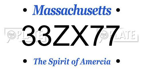 33ZX77 Massachusetts License Plate