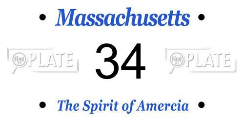 34 Massachusetts License Plate