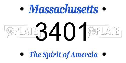3401 Massachusetts License Plate