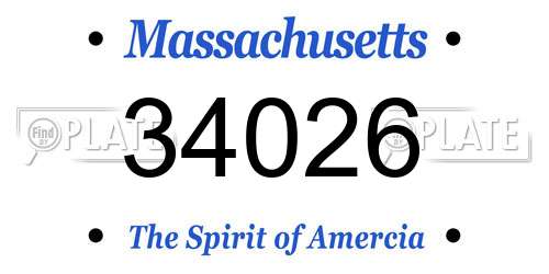 34026 Massachusetts License Plate