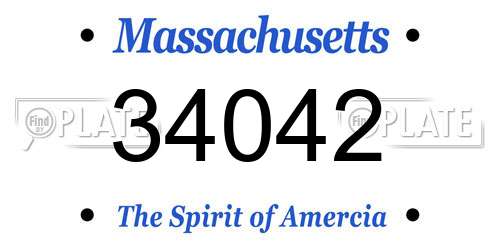 34042 Massachusetts License Plate
