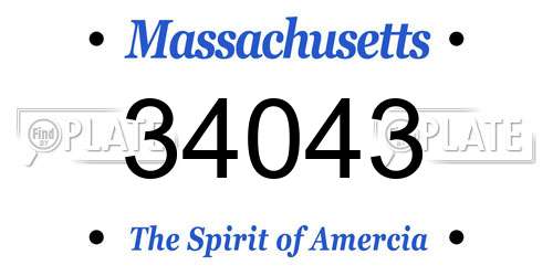 34043 Massachusetts License Plate