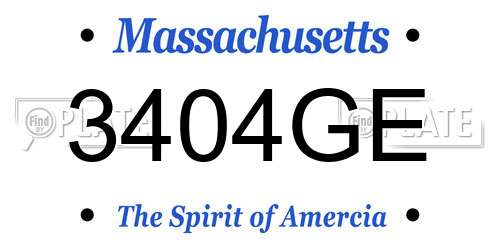 3404GE Massachusetts License Plate