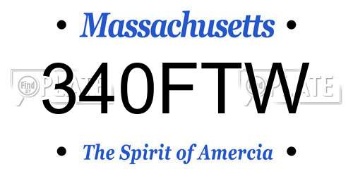 340FTW Massachusetts License Plate