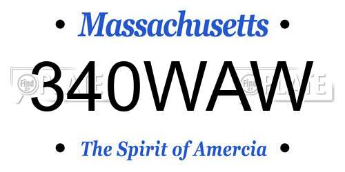 340WAW Massachusetts License Plate