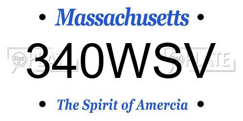 340WSV Massachusetts License Plate