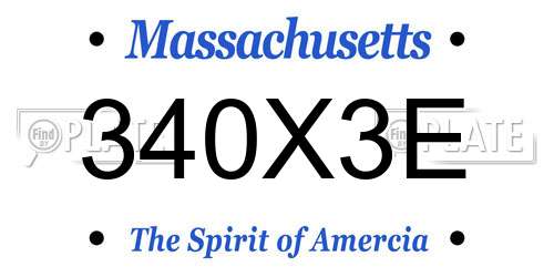 340X3E Massachusetts License Plate