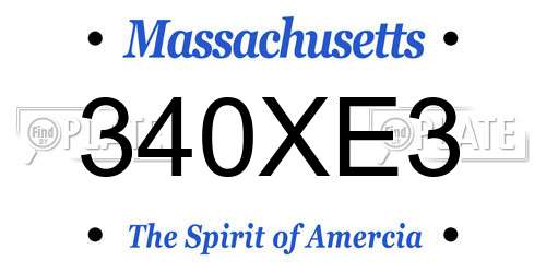 340XE3 Massachusetts License Plate