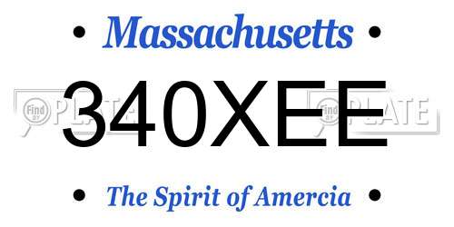 340XEE Massachusetts License Plate