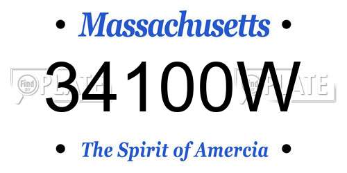 34100W Massachusetts License Plate