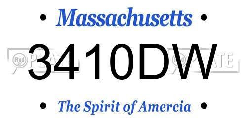 3410DW Massachusetts License Plate