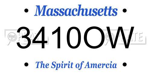 3410OW Massachusetts License Plate
