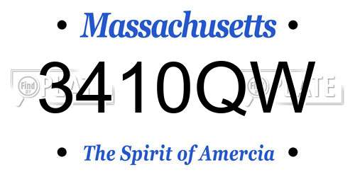 3410QW Massachusetts License Plate