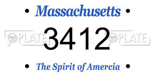 3412 Massachusetts License Plate