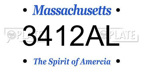 3412AL Massachusetts License Plate