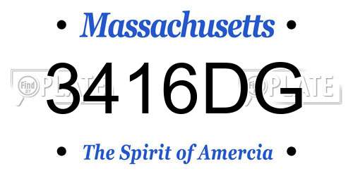 3416DG Massachusetts License Plate
