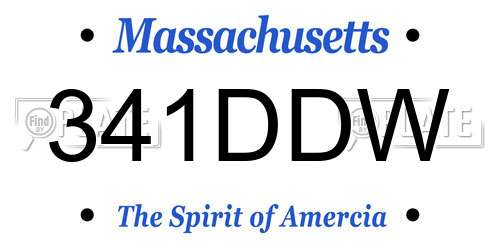 341DDW Massachusetts License Plate